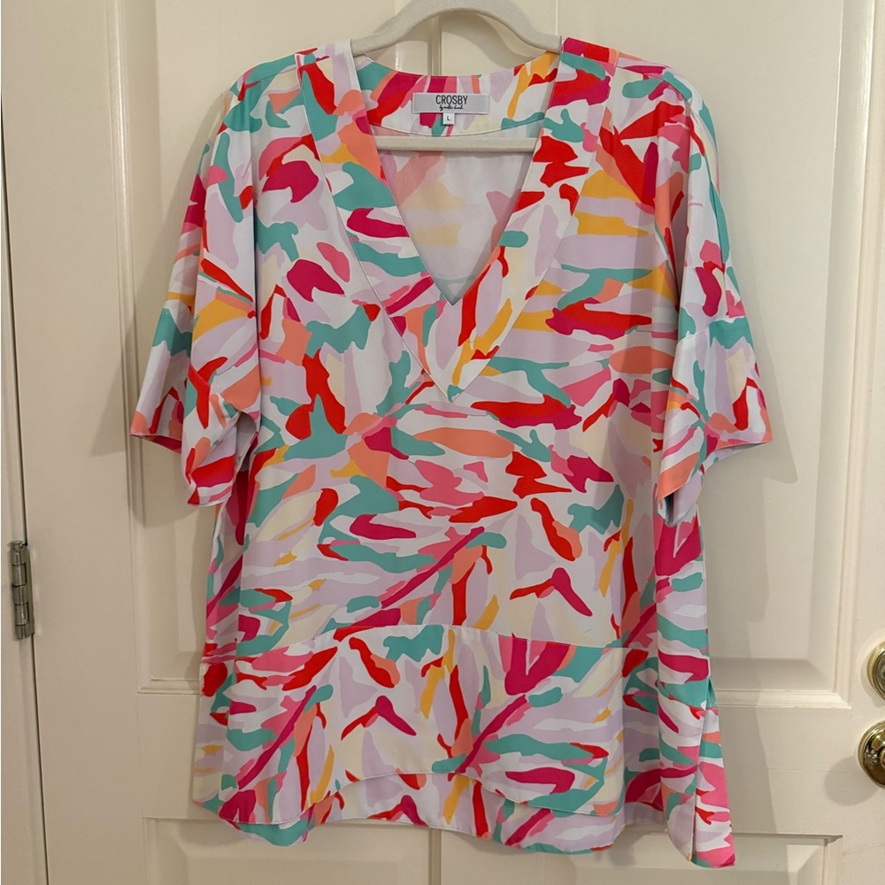 NWT CROSBY BY MOLLIE BURCH SUZIE TUNIC IN WATER LILLIES